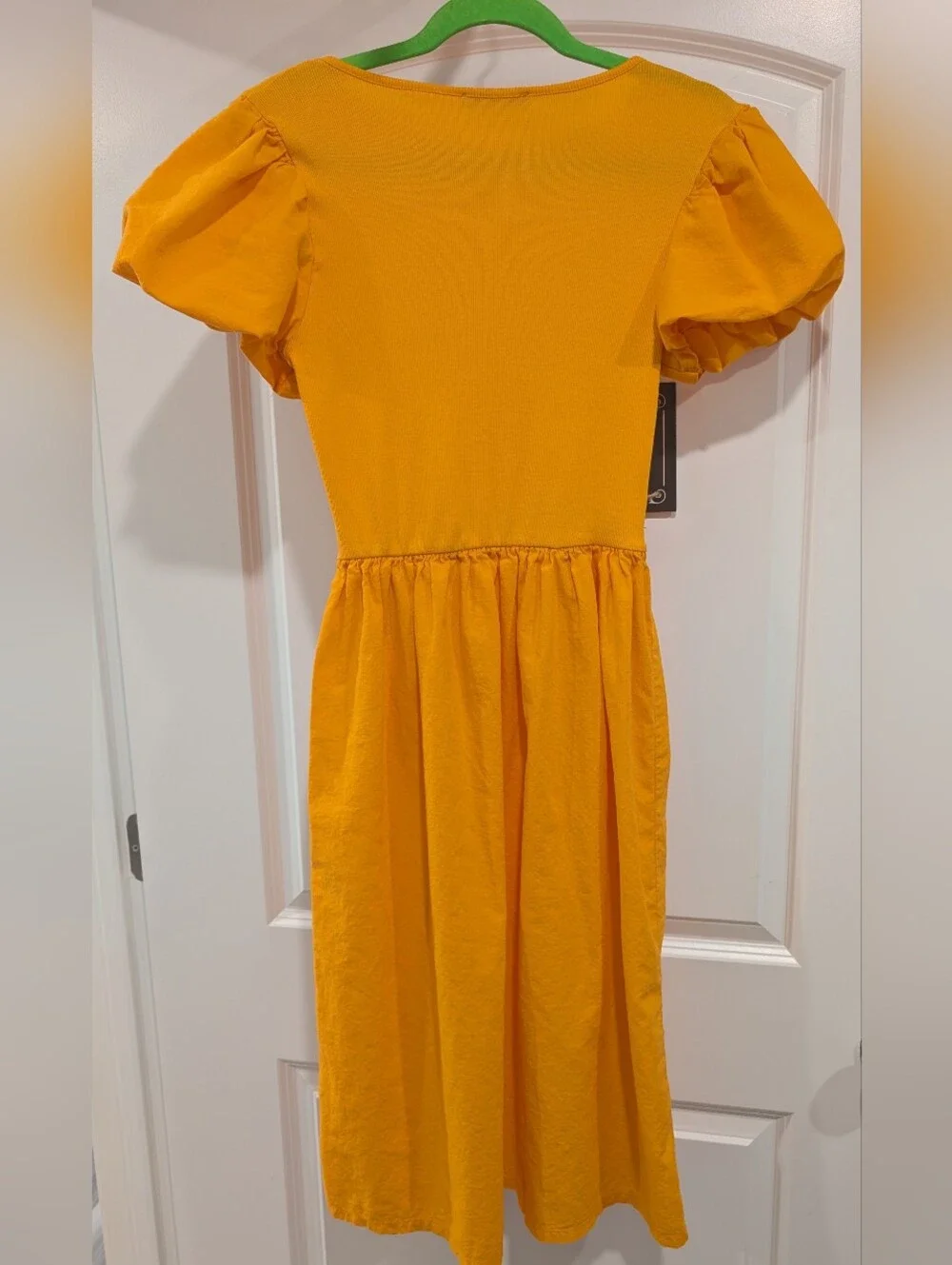 Zara Bright Yellow Puff Sleeve Casual Dress Size M - Picture 3 of 5